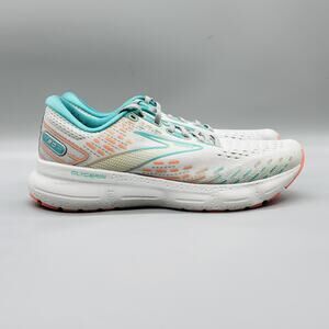 Brooks Shoes Womens 9.5 White Teal Glycerin 20 Road Running Athletic Sneakers